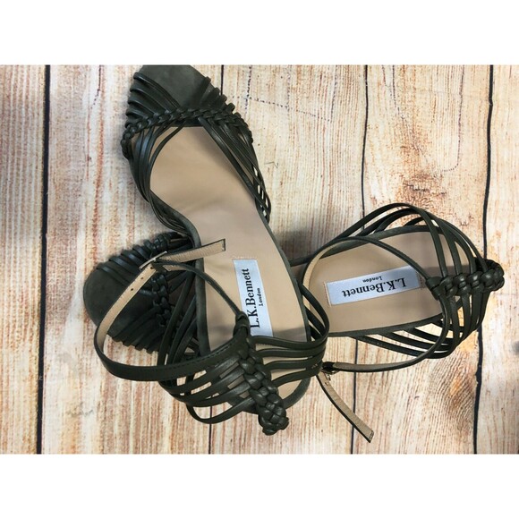 L.K. Bennett Lilybell Olive Green Suede Strappy Shoe Size 40.5 US 9.5 NWOB - Picture 7 of 7